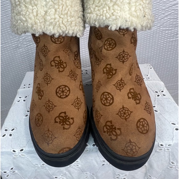 Guess Womens Tabloid Brown Wedges Ankle Boots Shoes 7 Medium - Picture 9 of 12
